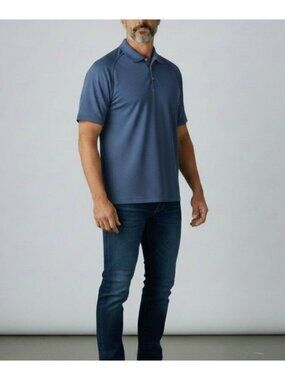 Mens Golf Polo Pebble Beach Performance Shirt Blue Size L Polyester Golf Shirt